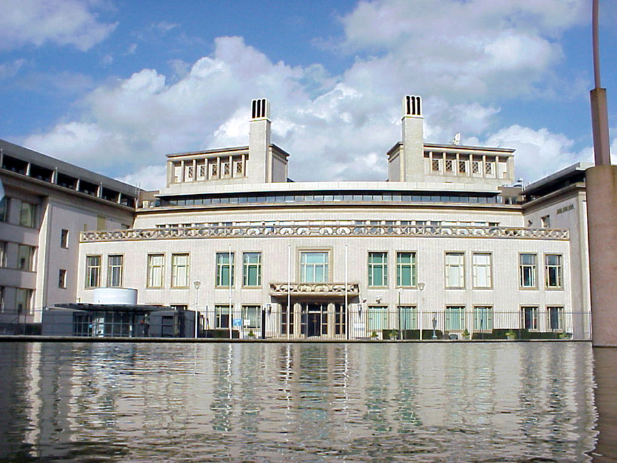 Front view of the International Criminal Tribunal for the Former Yugoslavia, in the Hague, the Netherlands.