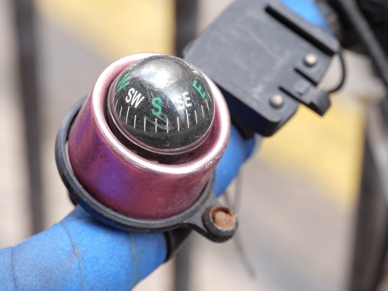 A purple compass bicycle bell from bicycle in yuen long